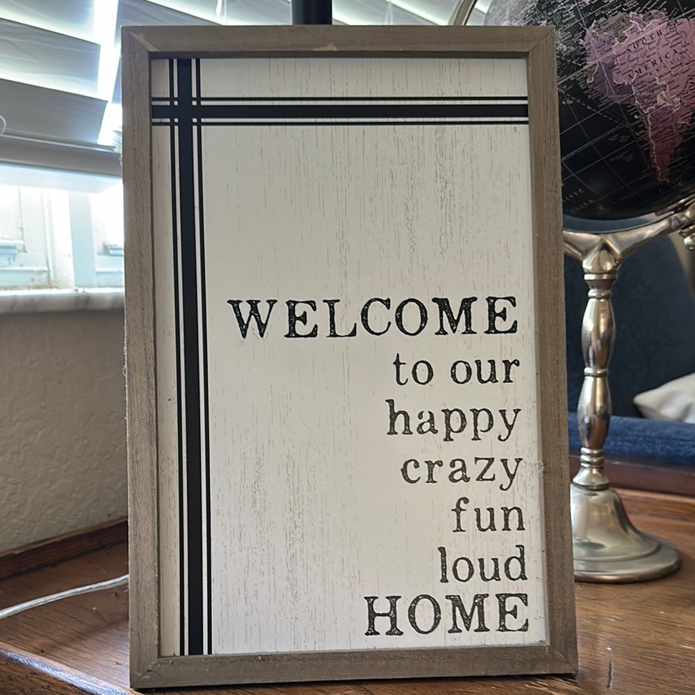 Welcome Home Sign with Black and White Design